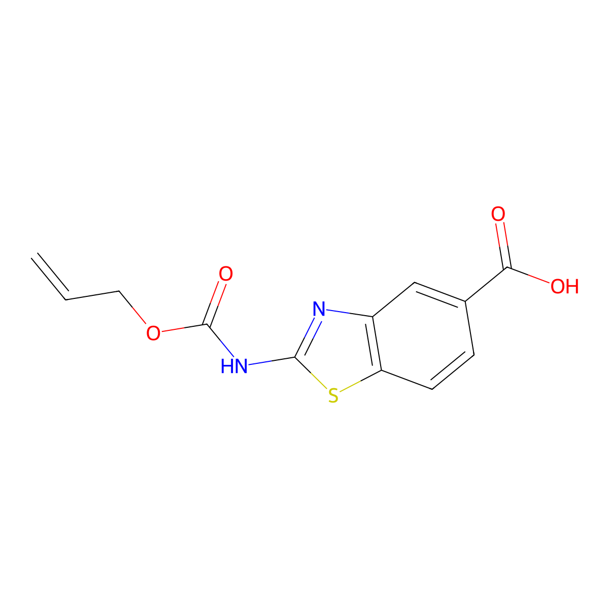 2-{[(Prop-2-en-1-yloxy)carbonyl]amino}-1,3-benzothiazole-5-carboxylic acid molecular structure, CAS 2803851-85-4