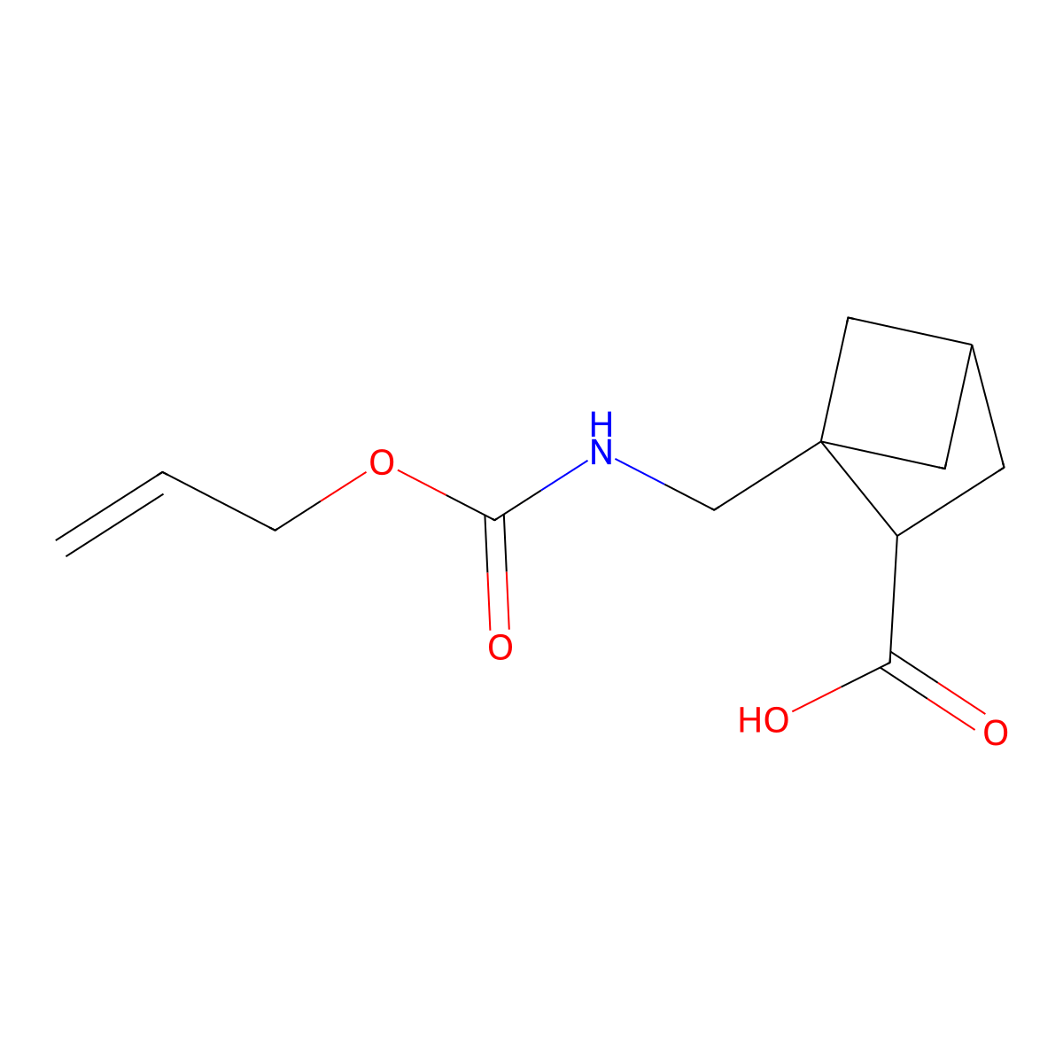 1-({[(Prop-2-en-1-yloxy)carbonyl]amino}methyl)bicyclo[2.1.1]hexane-2-carboxylic acid molecular structure, CAS 2803851-93-4