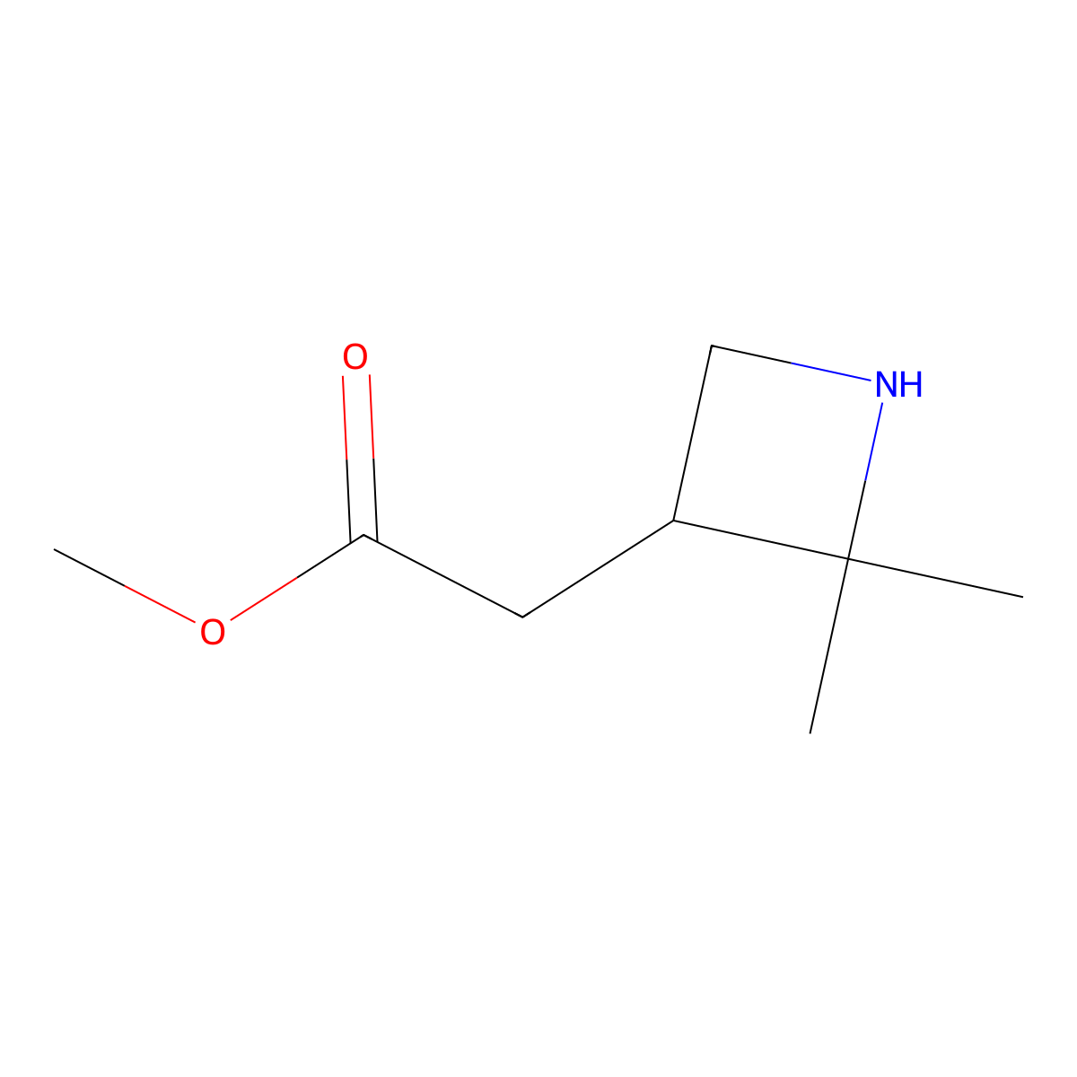Methyl 2-(2,2-dimethylazetidin-3-yl)acetate molecular structure, CAS 2803851-97-8