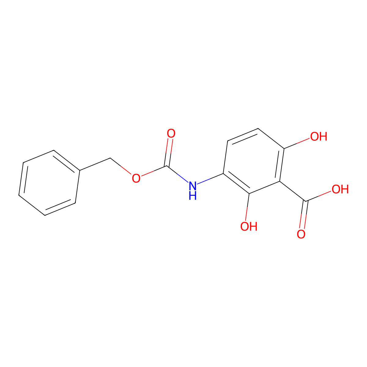 3-{[(Benzyloxy)carbonyl]amino}-2,6-dihydroxybenzoic acid molecular structure, CAS 2803852-00-6
