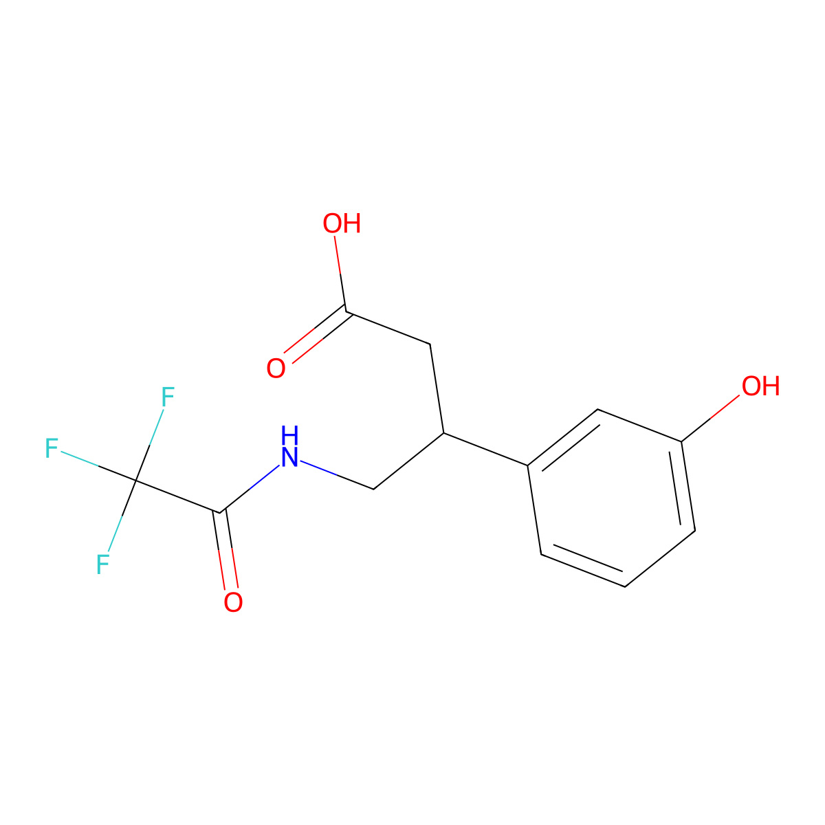 3-(3-Hydroxyphenyl)-4-(2,2,2-trifluoroacetamido)butanoic acid molecular structure, CAS 2803852-02-8