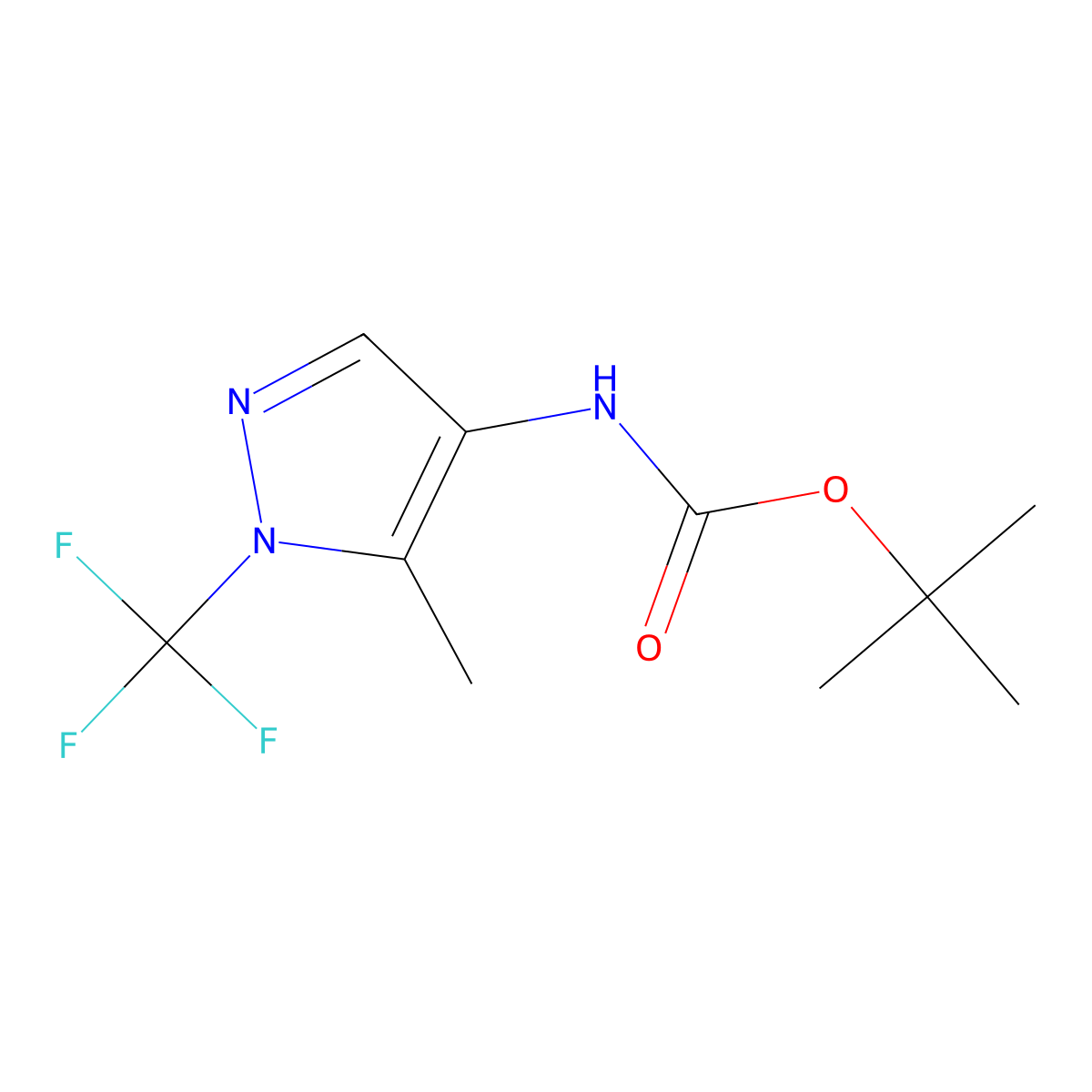 tert-butyl N-[5-methyl-1-(trifluoromethyl)-1H-pyrazol-4-yl]carbamate molecular structure, CAS 2803852-06-2