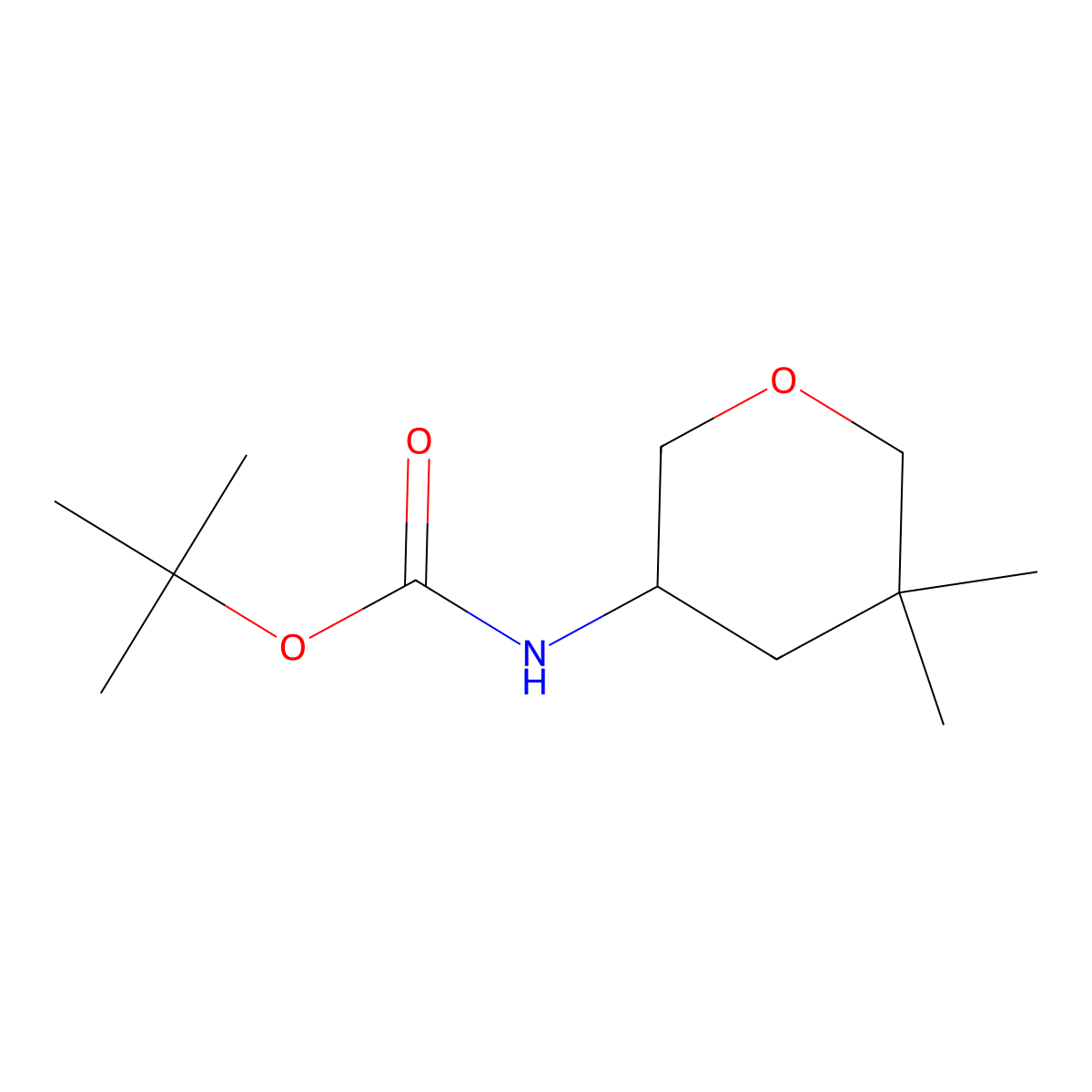 tert-butyl N-(5,5-dimethyloxan-3-yl)carbamate molecular structure, CAS 2803852-10-8