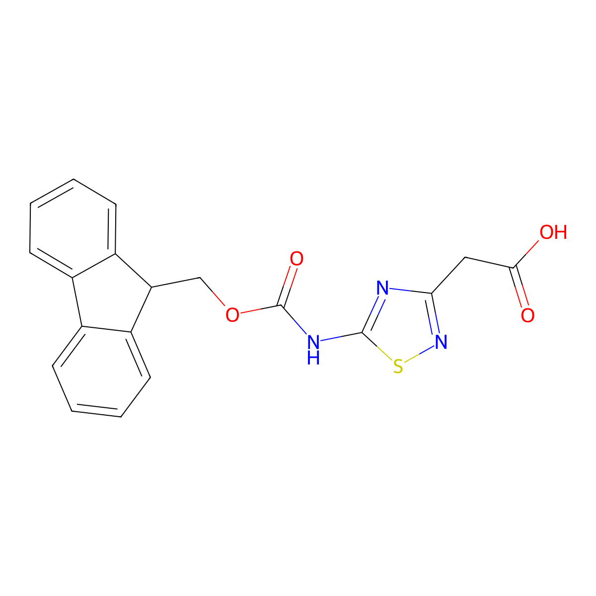 2-[5-({[(9H-fluoren-9-yl)methoxy]carbonyl}amino)-1,2,4-thiadiazol-3-yl]acetic acid molecular structure, CAS 2803852-12-0