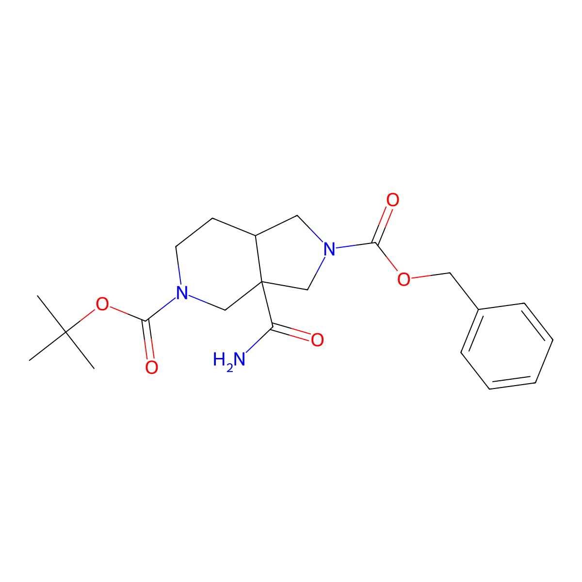 2-benzyl 5-tert-butyl 3a-carbamoyl-octahydro-1H-pyrrolo[3,4-c]pyridine-2,5-dicarboxylate molecular structure, CAS 2803852-14-2