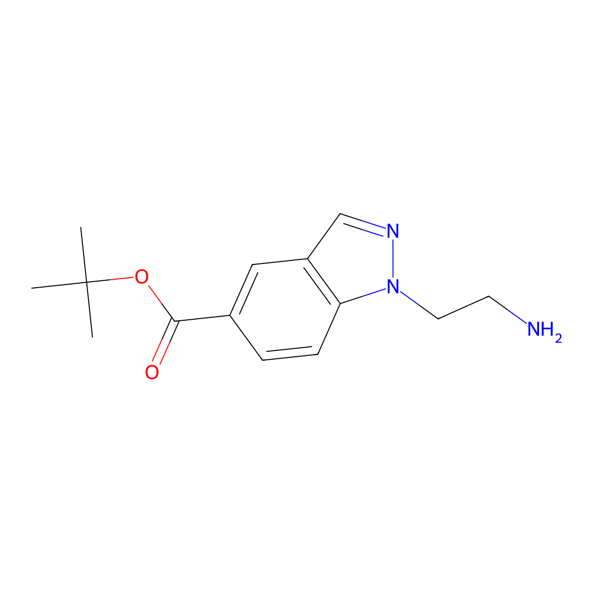 tert-butyl 1-(2-aminoethyl)-1H-indazole-5-carboxylate molecular structure, CAS 2803852-21-1