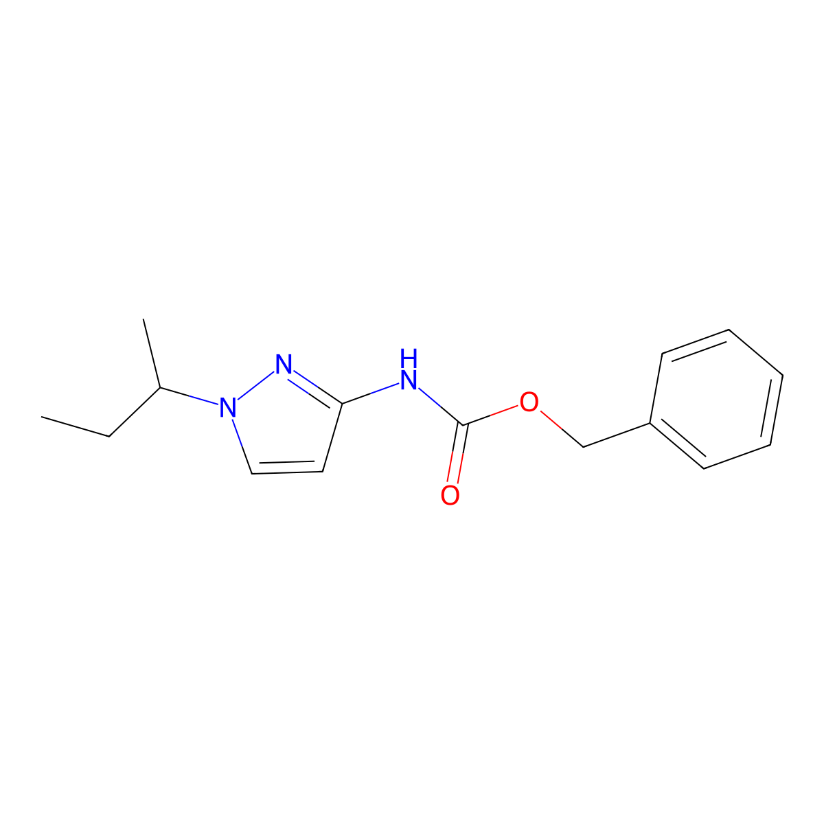 benzyl N-[1-(butan-2-yl)-1H-pyrazol-3-yl]carbamate molecular structure, CAS 2803852-24-4
