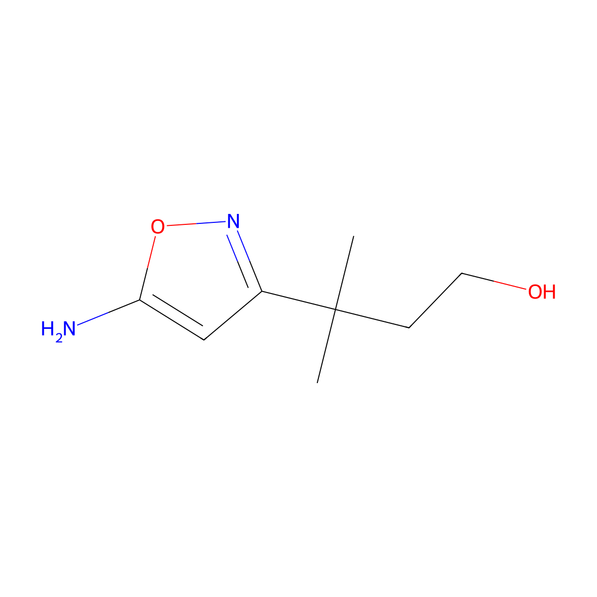 3-(5-Amino-1,2-oxazol-3-yl)-3-methylbutan-1-ol molecular structure, CAS 2803852-30-2
