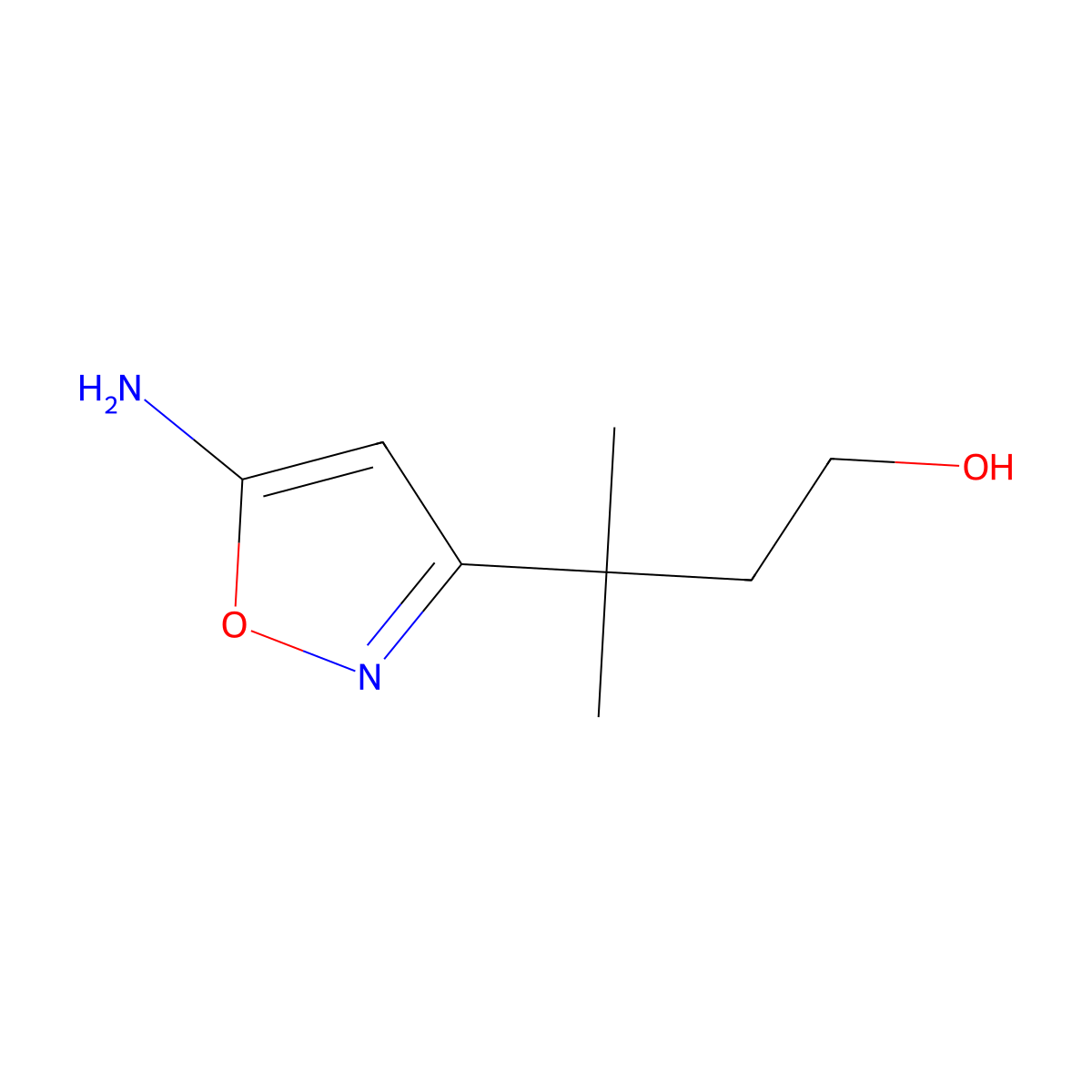 3-(5-Amino-1,2-oxazol-3-yl)-3-methylbutan-1-ol molecular structure, CAS 2803852-30-2