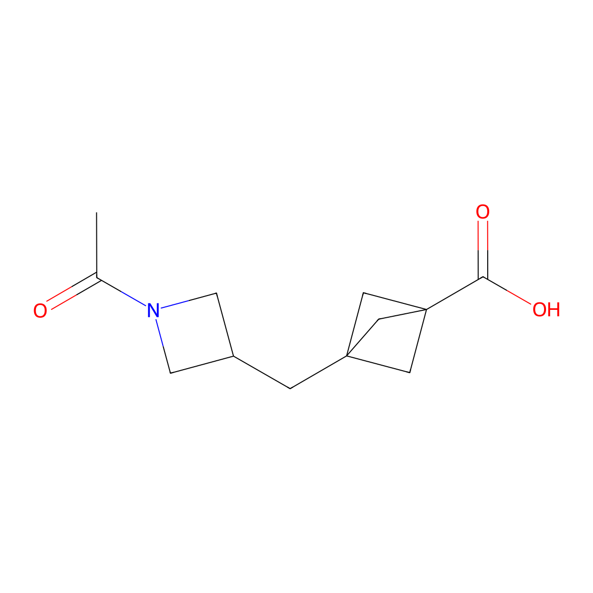 3-[(1-Acetylazetidin-3-yl)methyl]bicyclo[1.1.1]pentane-1-carboxylic acid molecular structure, CAS 2803852-35-7