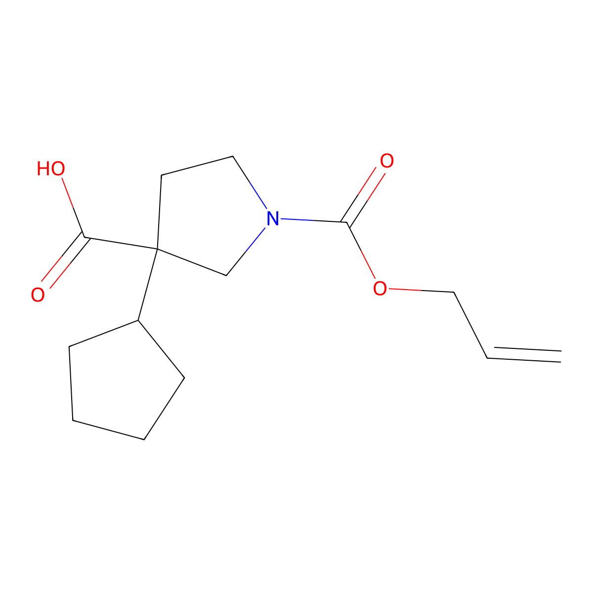 3-Cyclopentyl-1-[(prop-2-en-1-yloxy)carbonyl]pyrrolidine-3-carboxylic acid molecular structure, CAS 2803852-41-5