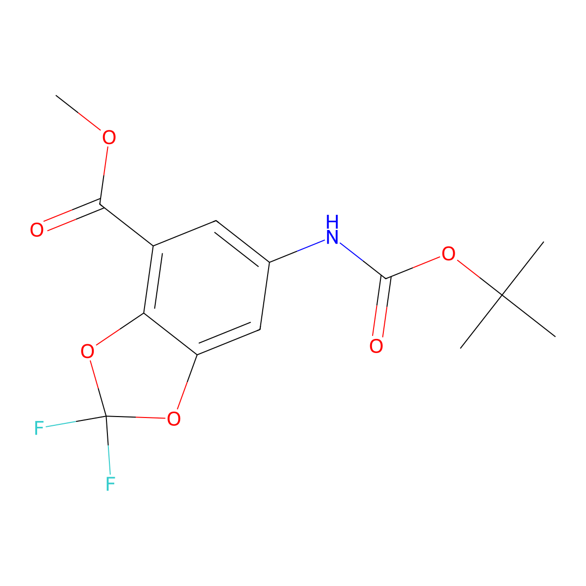 Methyl 6-{[(tert-butoxy)carbonyl]amino}-2,2-difluoro-1,3-dioxaindane-4-carboxylate molecular structure, CAS 2803852-45-9