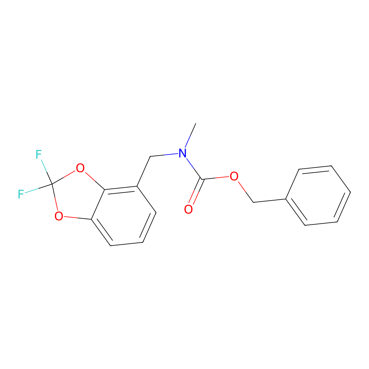 benzyl N-[(2,2-difluoro-1,3-dioxaindan-4-yl)methyl]-N-methylcarbamate molecular structure, CAS 2803852-48-2