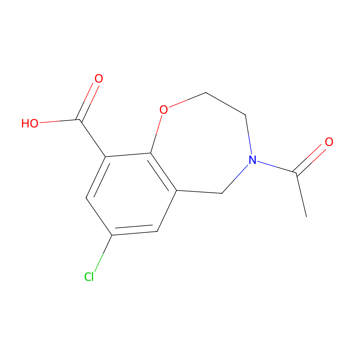 4-Acetyl-7-chloro-2,3,4,5-tetrahydro-1,4-benzoxazepine-9-carboxylic acid molecular structure, CAS 2803852-52-8