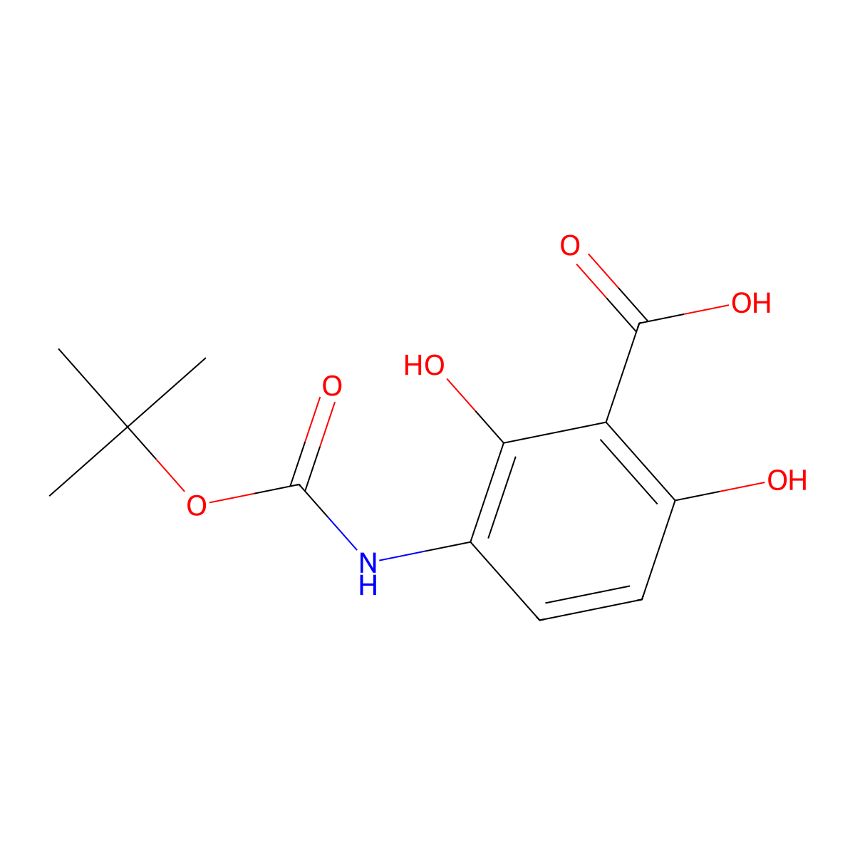 3-{[(Tert-butoxy)carbonyl]amino}-2,6-dihydroxybenzoic acid molecular structure, CAS 2803852-65-3