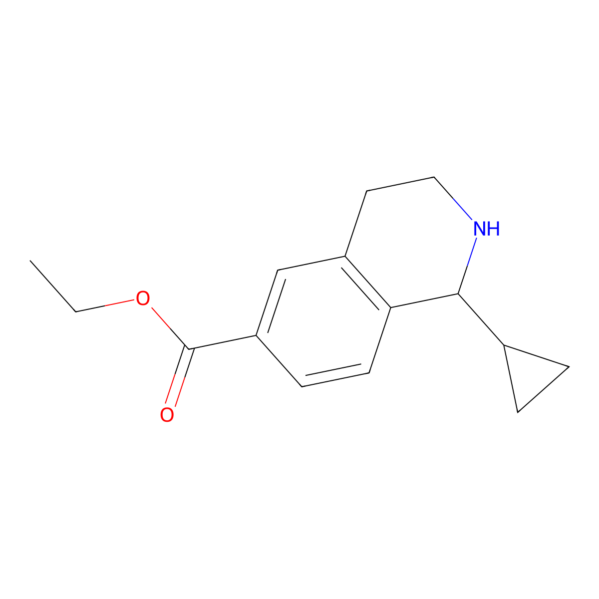 Ethyl 1-cyclopropyl-1,2,3,4-tetrahydroisoquinoline-6-carboxylate molecular structure, CAS 2803852-66-4