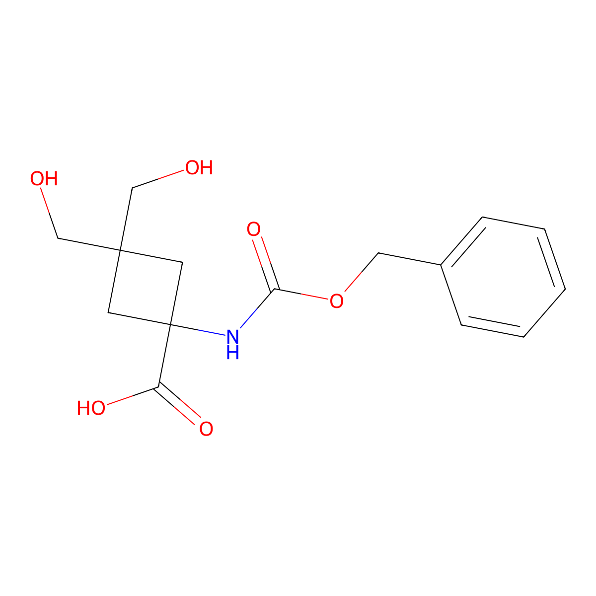1-{[(Benzyloxy)carbonyl]amino}-3,3-bis(hydroxymethyl)cyclobutane-1-carboxylic acid molecular structure, CAS 2803852-69-7