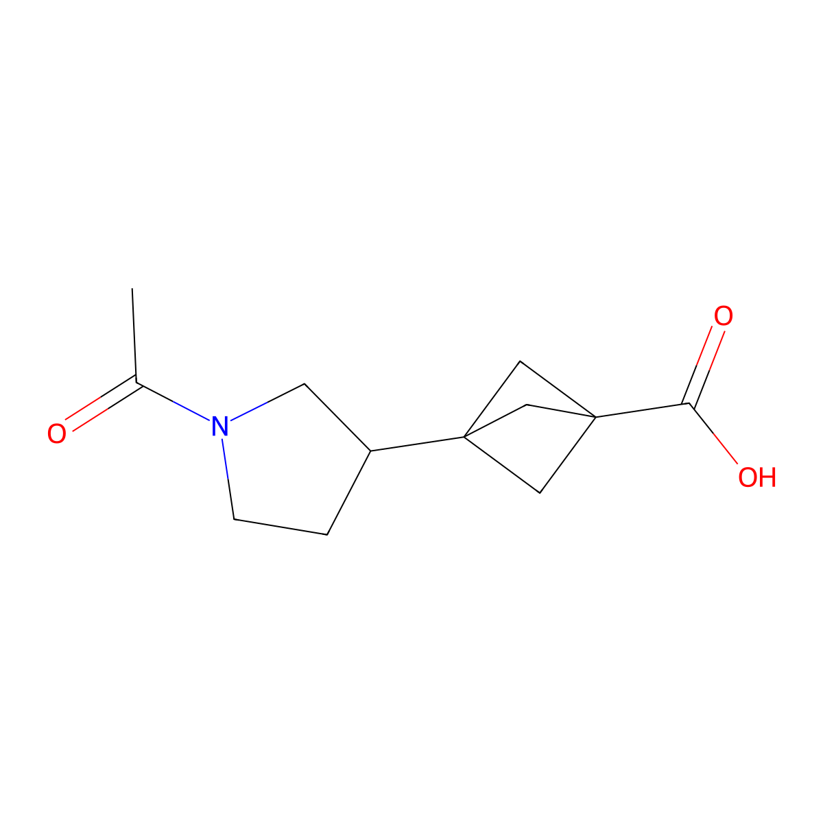 3-(1-Acetylpyrrolidin-3-yl)bicyclo[1.1.1]pentane-1-carboxylic acid molecular structure, CAS 2803852-70-0