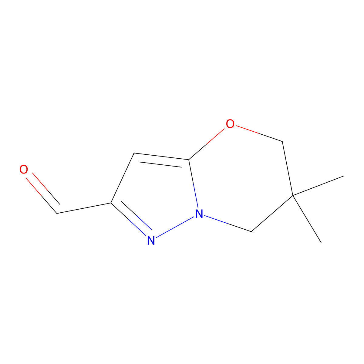 6,6-dimethyl-5H,6H,7H-pyrazolo[3,2-b][1,3]oxazine-2-carbaldehyde molecular structure, CAS 2803852-74-4