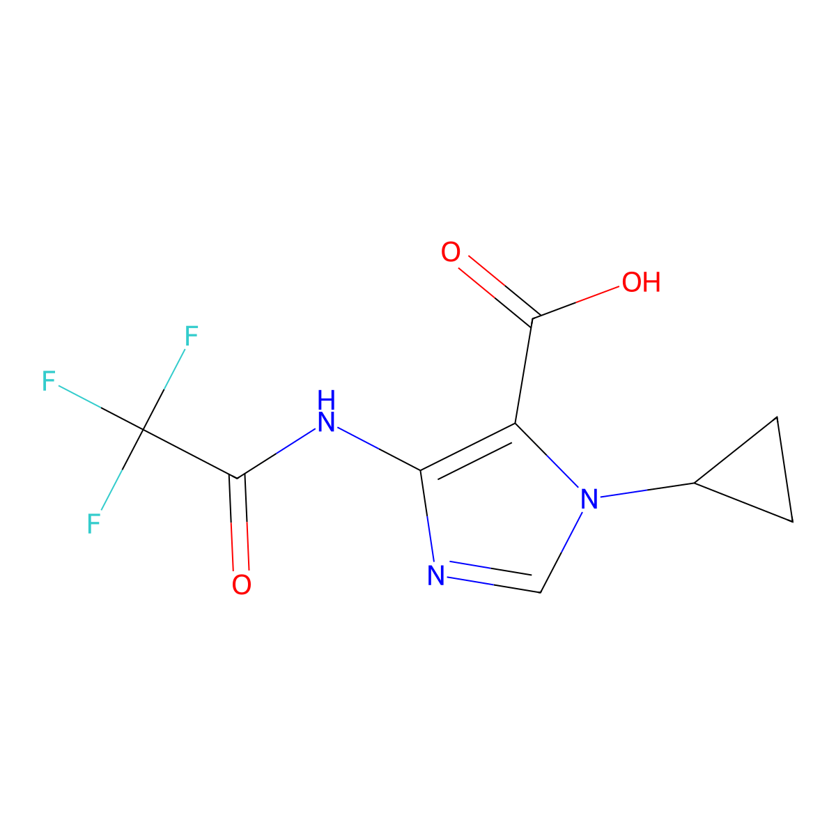 1-cyclopropyl-4-(2,2,2-trifluoroacetamido)-1H-imidazole-5-carboxylic acid molecular structure, CAS 2803852-75-5