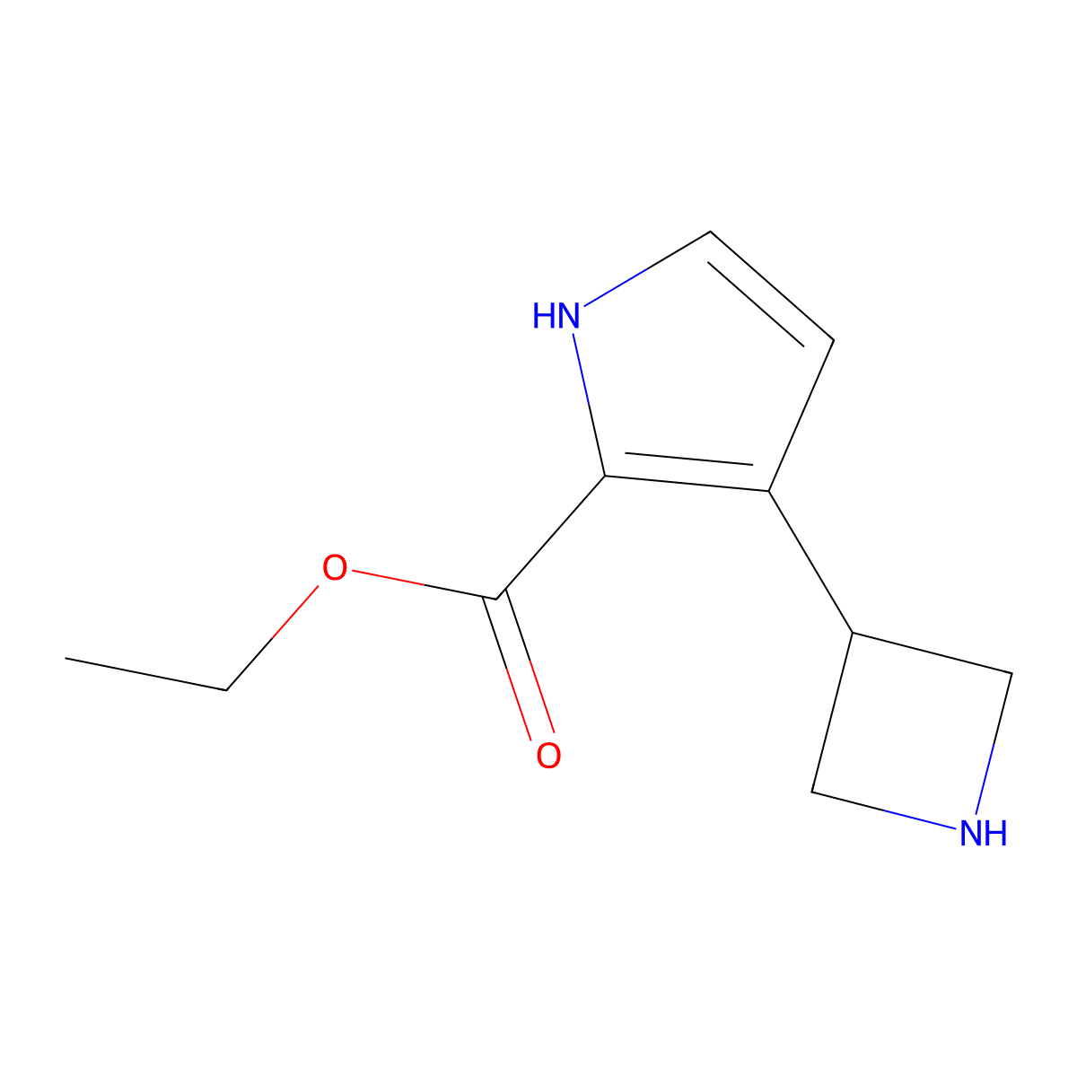 ethyl 3-(azetidin-3-yl)-1H-pyrrole-2-carboxylate molecular structure, CAS 2803852-82-4