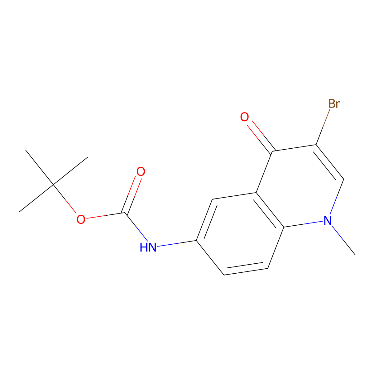 tert-butyl N-(3-bromo-1-methyl-4-oxo-1,4-dihydroquinolin-6-yl)carbamate molecular structure, CAS 2803852-87-9