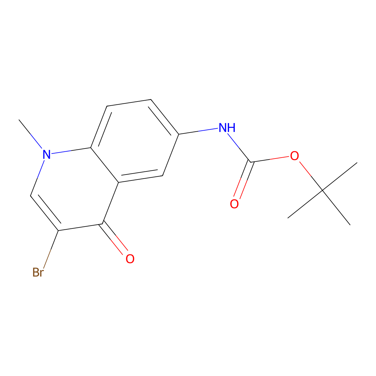 tert-butyl N-(3-bromo-1-methyl-4-oxo-1,4-dihydroquinolin-6-yl)carbamate molecular structure, CAS 2803852-87-9
