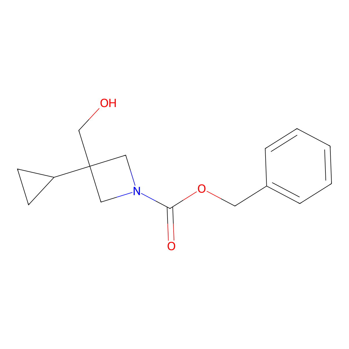 Benzyl 3-cyclopropyl-3-(hydroxymethyl)azetidine-1-carboxylate molecular structure, CAS 2803852-98-2