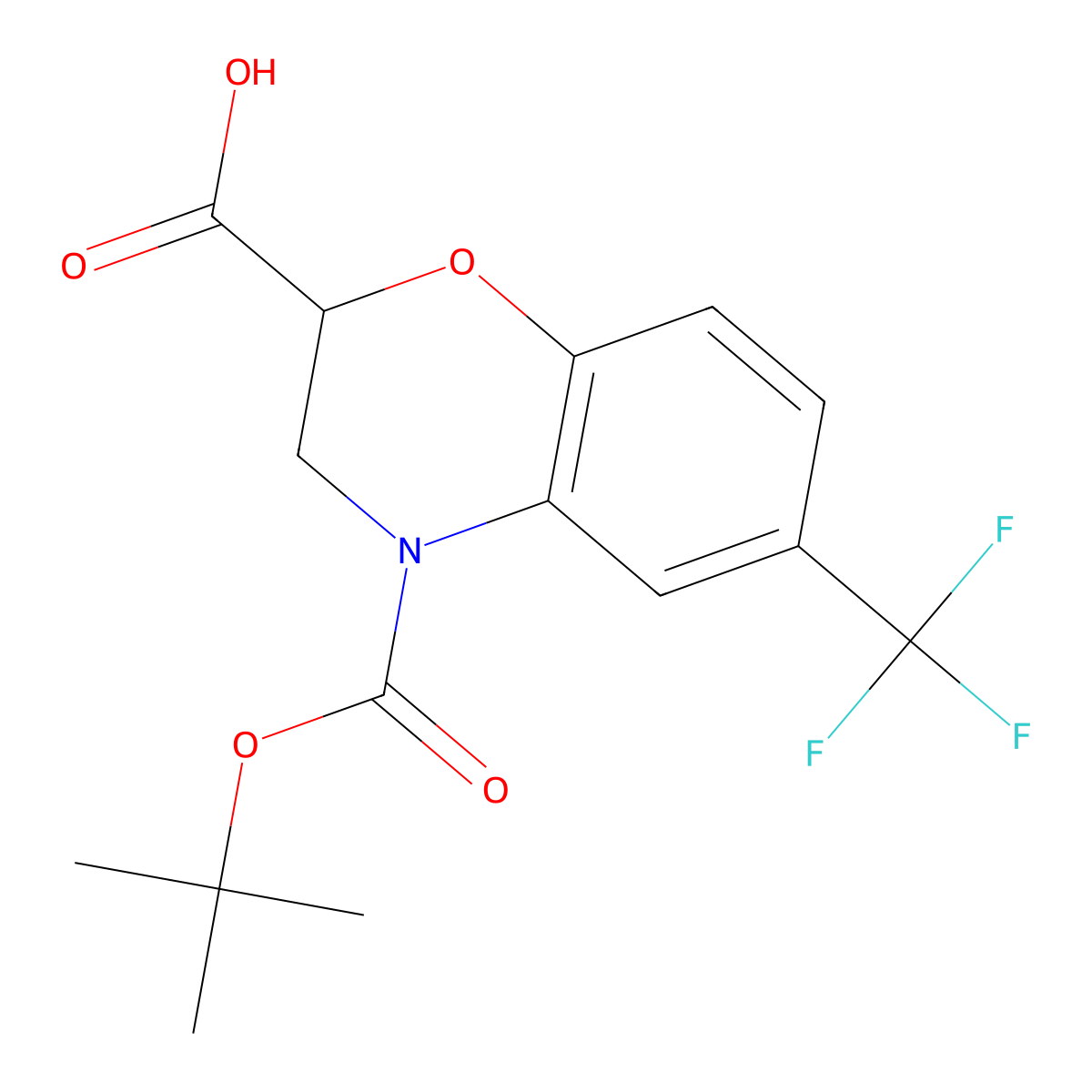 4-[(tert-butoxy)carbonyl]-6-(trifluoromethyl)-3,4-dihydro-2H-1,4-benzoxazine-2-carboxylic acid molecular structure, CAS 2803853-02-1
