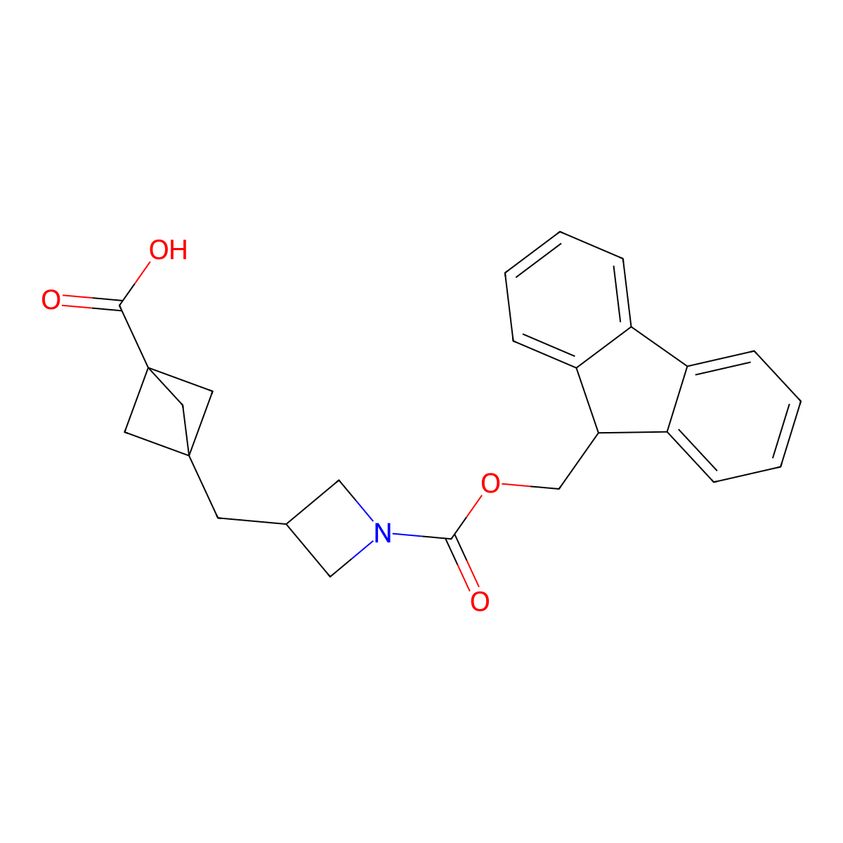 3-[(1-{[(9H-fluoren-9-yl)methoxy]carbonyl}azetidin-3-yl)methyl]bicyclo[1.1.1]pentane-1-carboxylic acid molecular structure, CAS 2803853-06-5