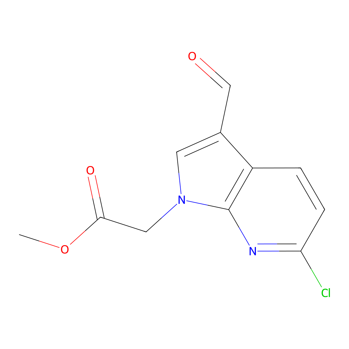 methyl 2-{6-chloro-3-formyl-1H-pyrrolo[2,3-b]pyridin-1-yl}acetate molecular structure, CAS 2803853-14-5