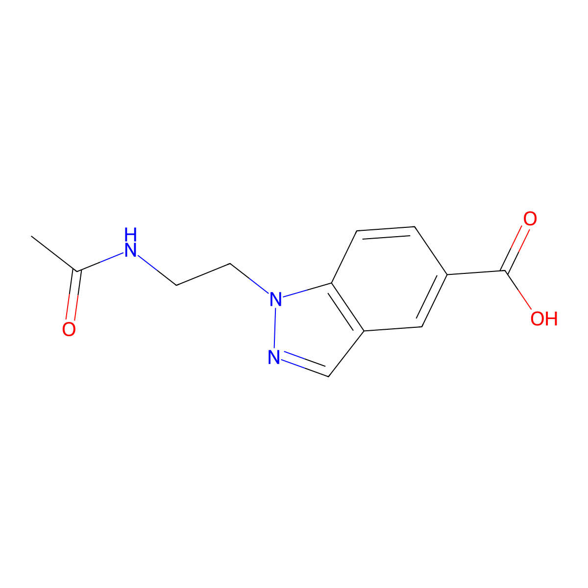 1-(2-acetamidoethyl)-1H-indazole-5-carboxylic acid molecular structure, CAS 2803853-16-7