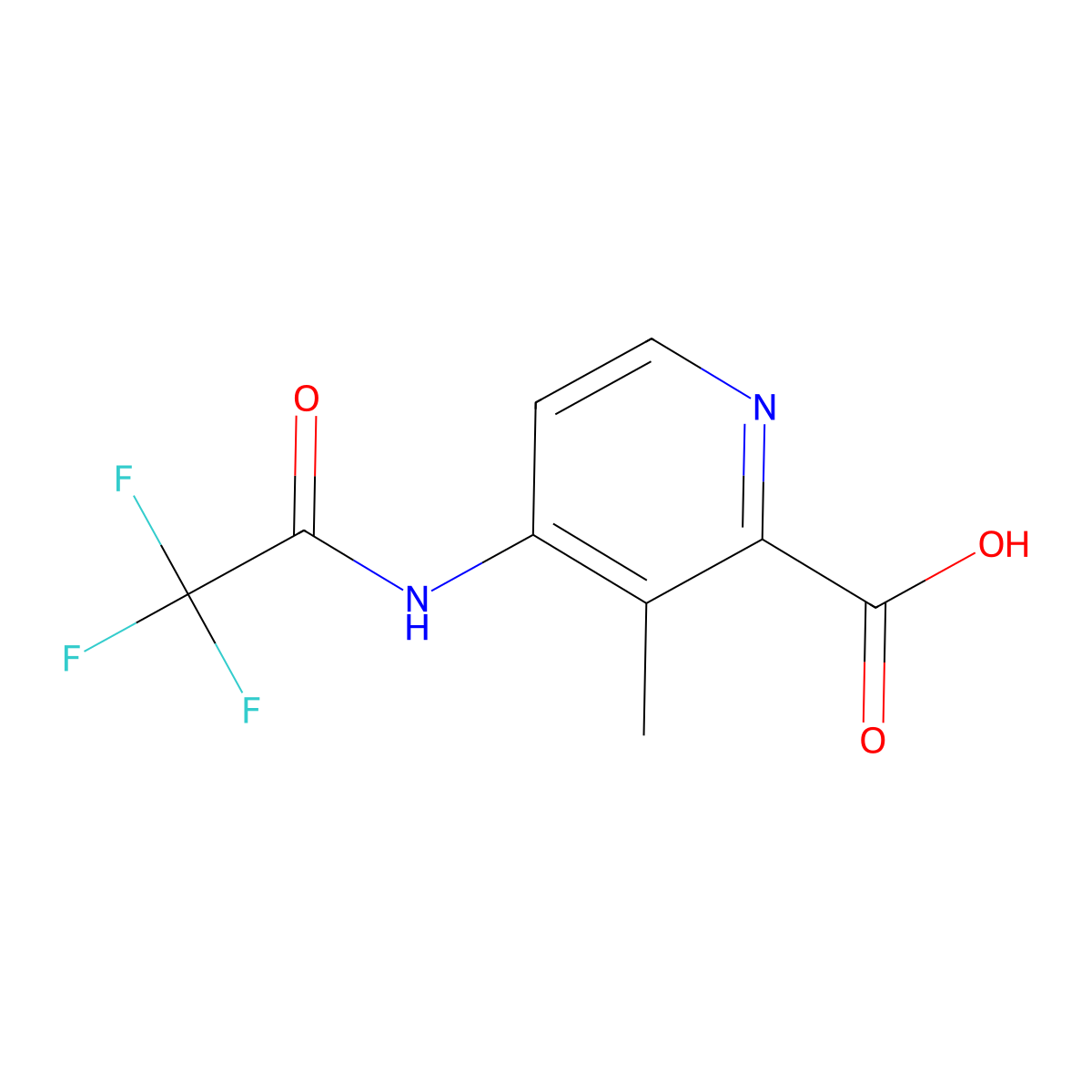3-Methyl-4-(2,2,2-trifluoroacetamido)pyridine-2-carboxylic acid molecular structure, CAS 2803853-19-0