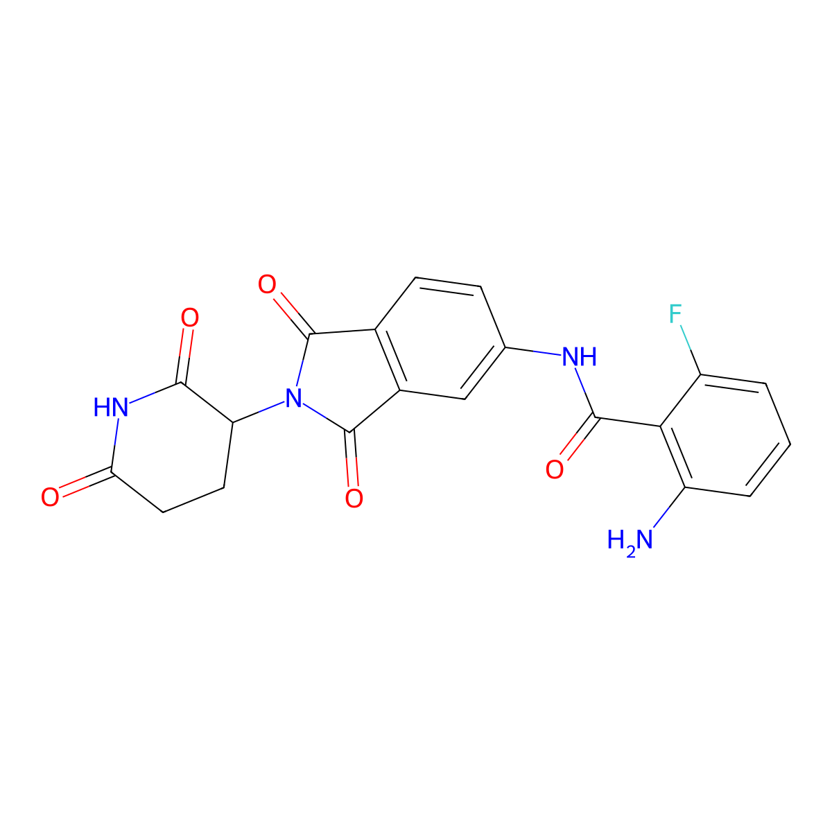 2-amino-N-[2-(2,6-dioxopiperidin-3-yl)-1,3-dioxo-2,3-dihydro-1H-isoindol-5-yl]-6-fluorobenzamide molecular structure, CAS 2803855-61-8