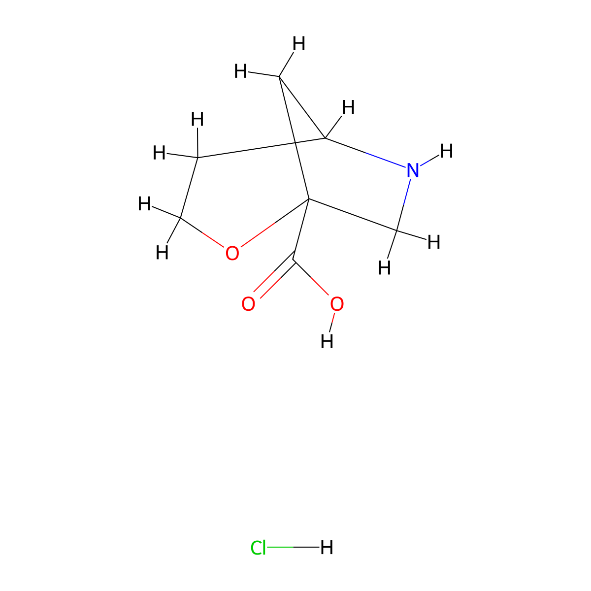 2-Oxa-6-azabicyclo[3.2.1]octane-1-carboxylic acid hydrochloride molecular structure, CAS 2803855-70-9