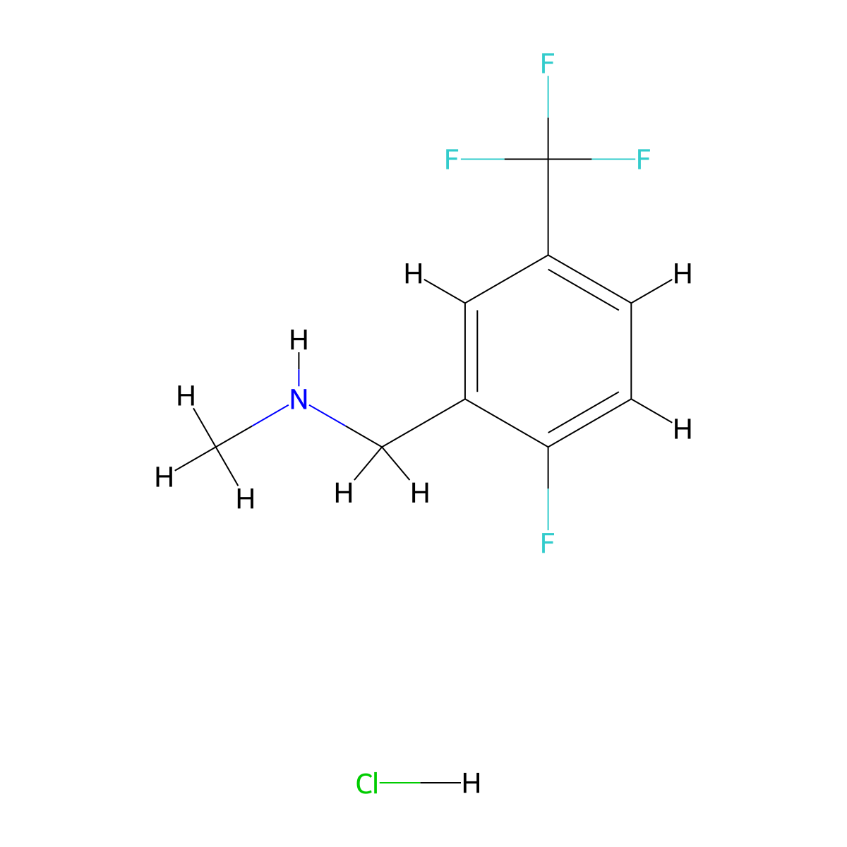 {[2-Fluoro-5-(trifluoromethyl)phenyl]methyl}(methyl)amine hydrochloride molecular structure, CAS 2803855-79-8
