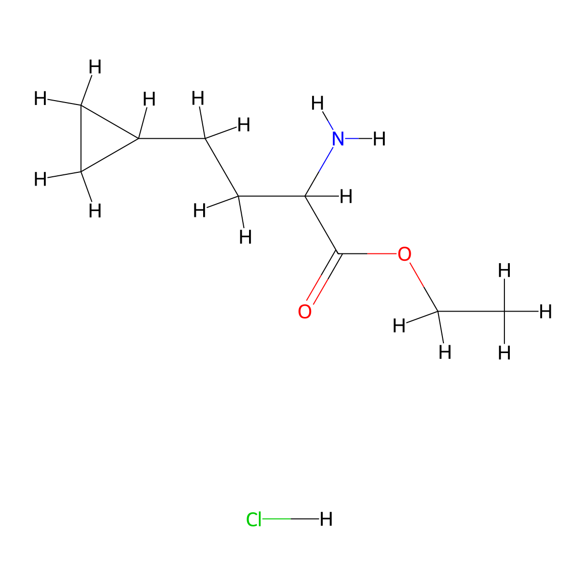 Ethyl 2-amino-4-cyclopropylbutanoate hydrochloride molecular structure, CAS 2803855-80-1