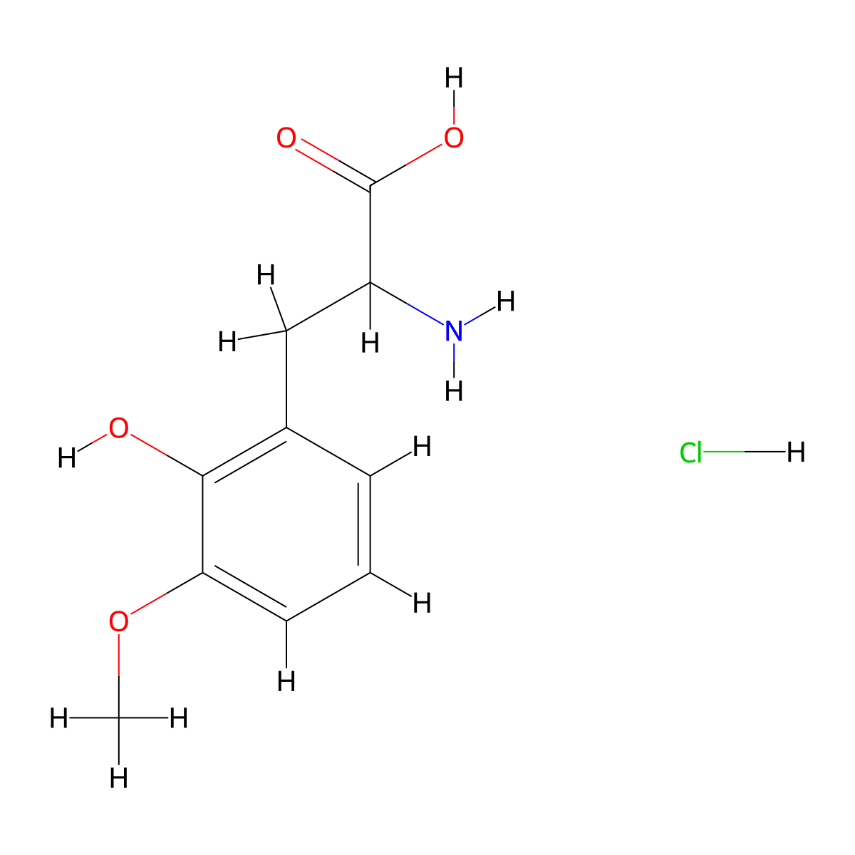 2-Amino-3-(2-hydroxy-3-methoxyphenyl)propanoic acid hydrochloride molecular structure, CAS 2803855-99-2