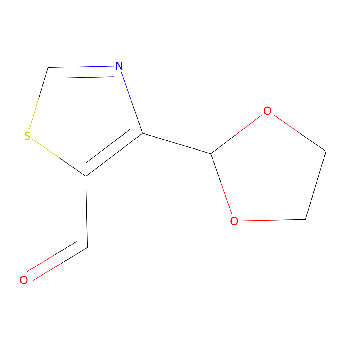 4-(1,3-Dioxolan-2-yl)-1,3-thiazole-5-carbaldehyde molecular structure, CAS 2803856-03-1