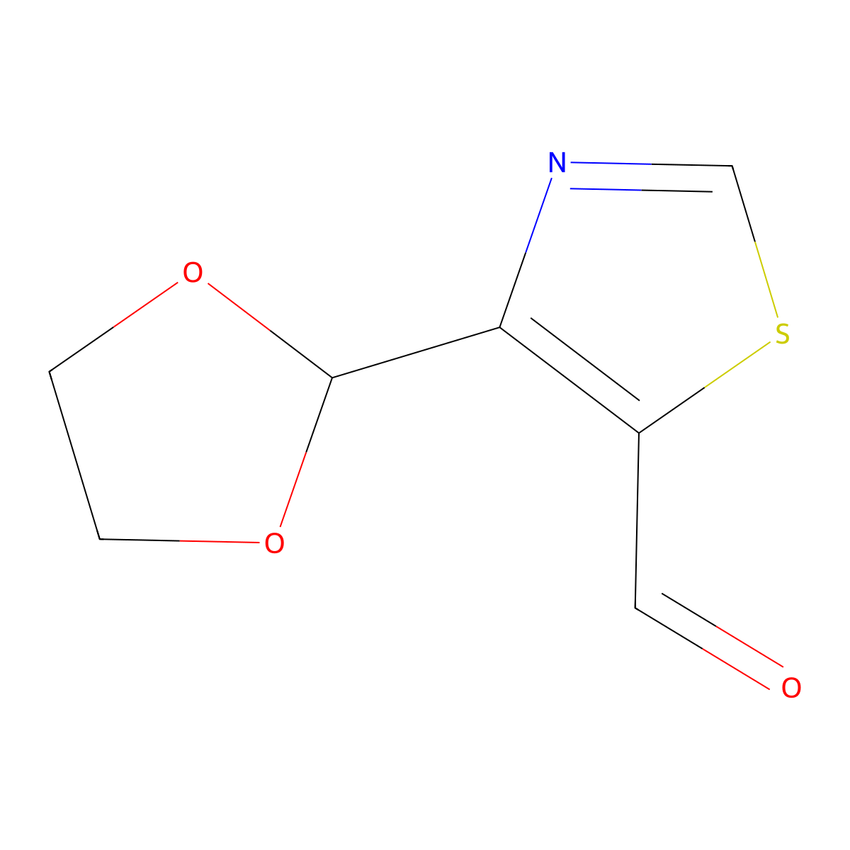 4-(1,3-Dioxolan-2-yl)-1,3-thiazole-5-carbaldehyde molecular structure, CAS 2803856-03-1