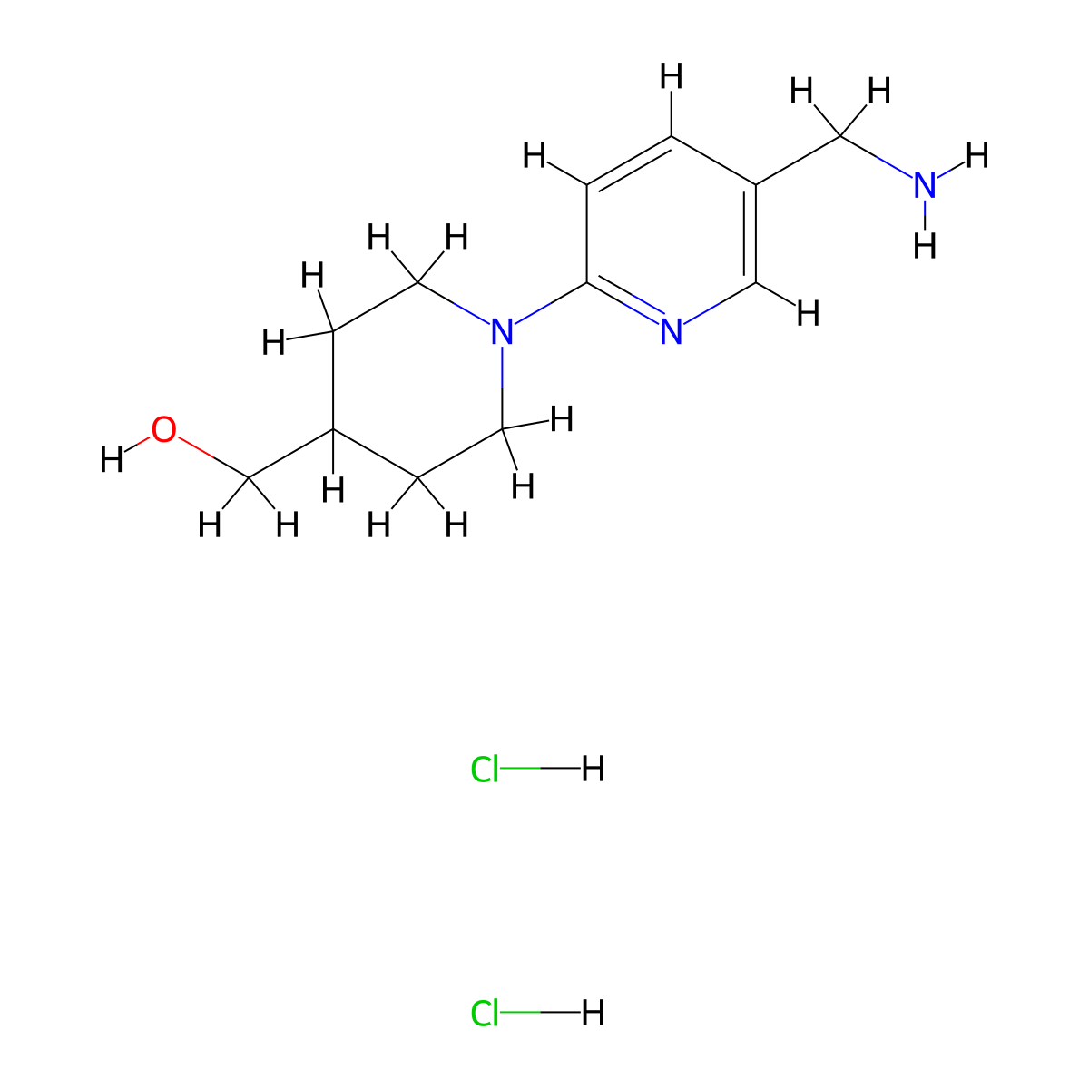 (1-(5-(Aminomethyl)pyridin-2-yl)piperidin-4-yl)methanol dihydrochloride molecular structure, CAS 2803856-05-3