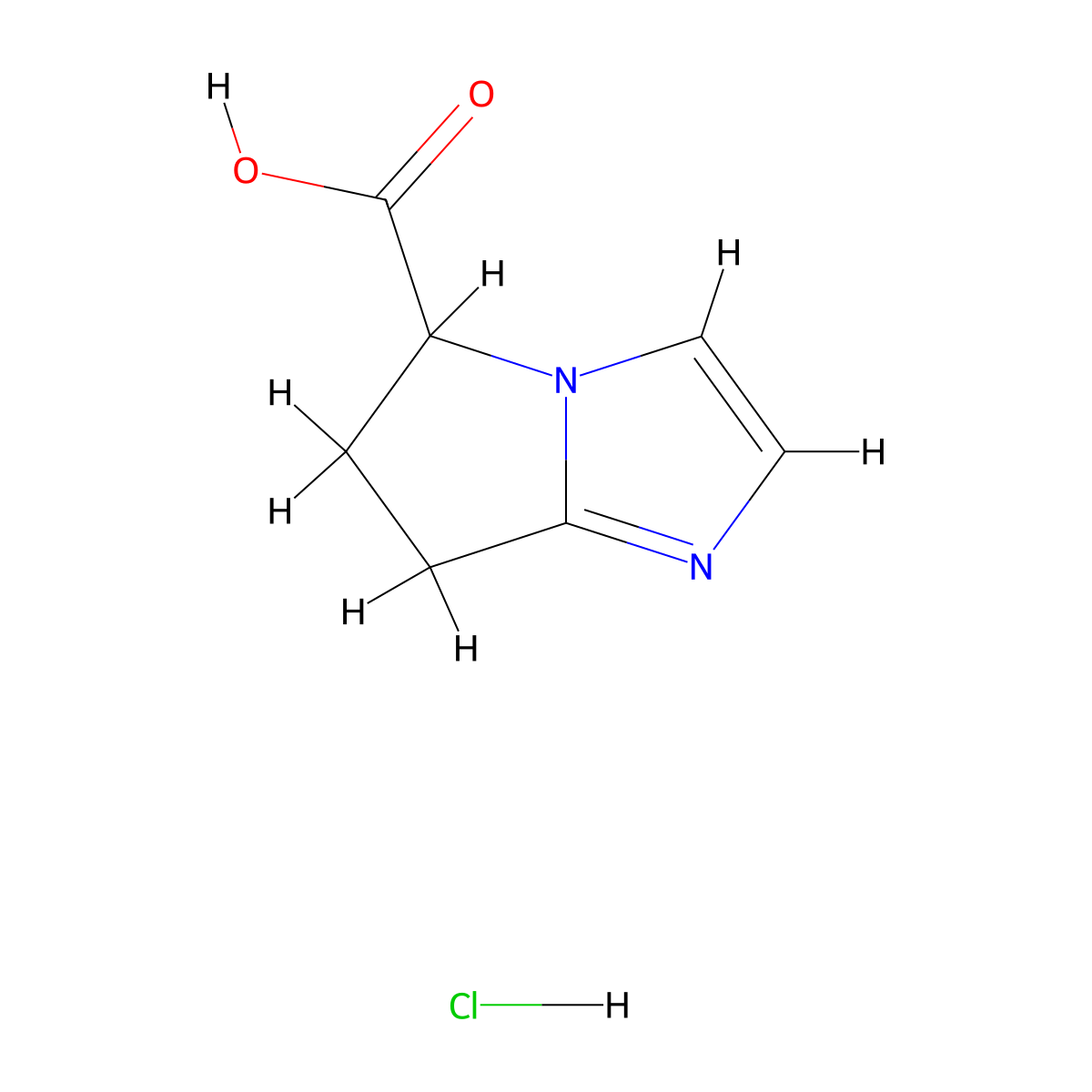 5H,6H,7H-pyrrolo[1,2-a]imidazole-5-carboxylic acid hydrochloride molecular structure, CAS 2803856-10-0