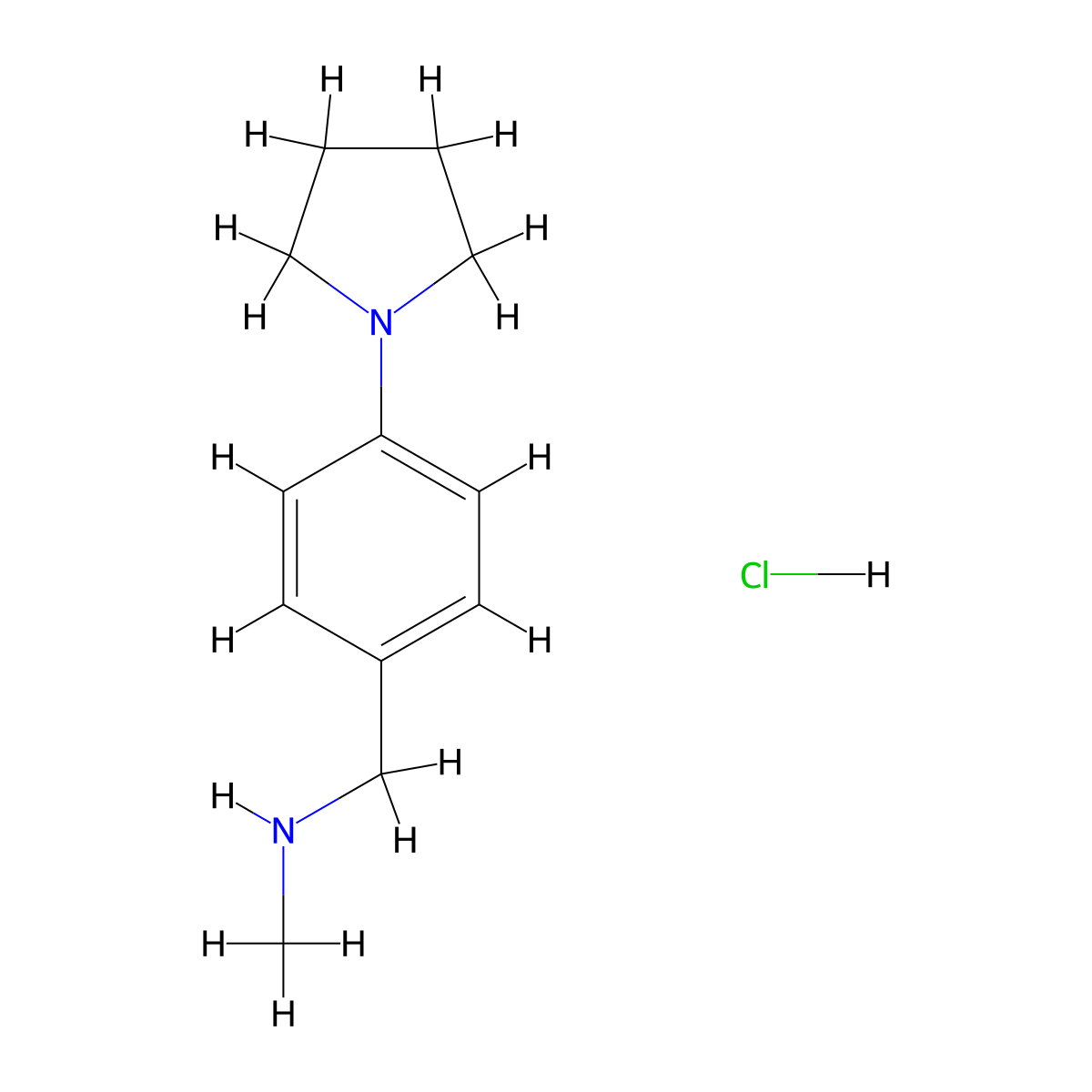 Methyl({[4-(pyrrolidin-1-yl)phenyl]methyl})aminehydrochloride molecular structure, CAS 2803856-14-4