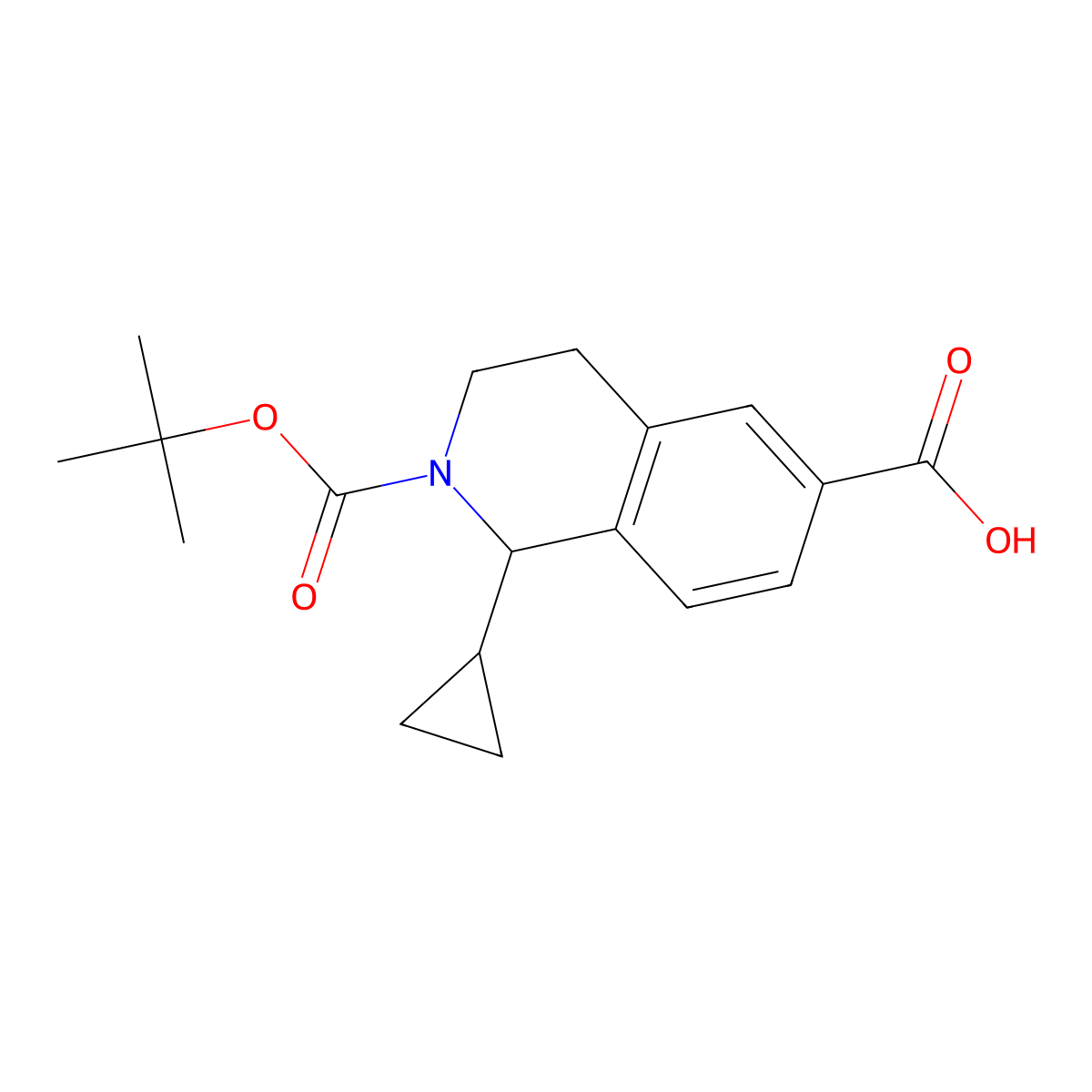 2-[(Tert-butoxy)carbonyl]-1-cyclopropyl-1,2,3,4-tetrahydroisoquinoline-6-carboxylic acid molecular structure, CAS 2803856-16-6