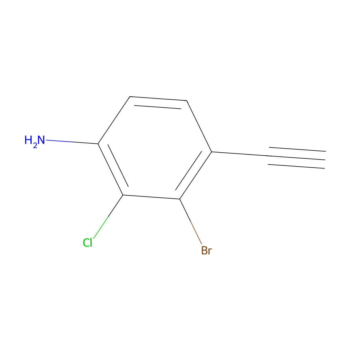 3-Bromo-2-chloro-4-ethynylaniline molecular structure, CAS 2803856-22-4