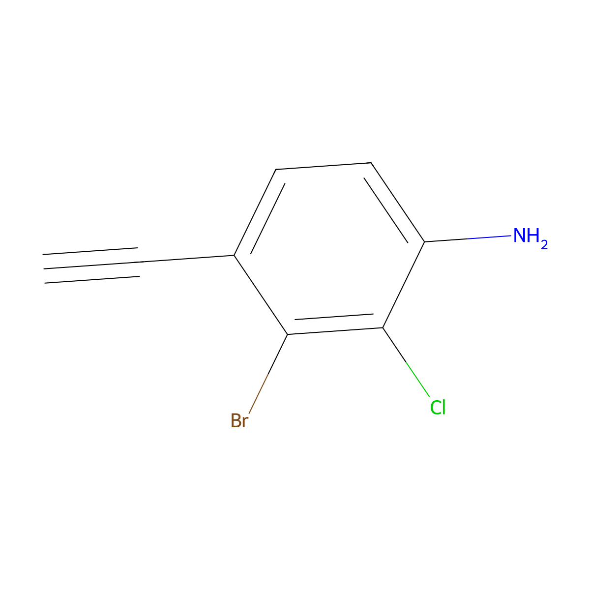 3-Bromo-2-chloro-4-ethynylaniline molecular structure, CAS 2803856-22-4
