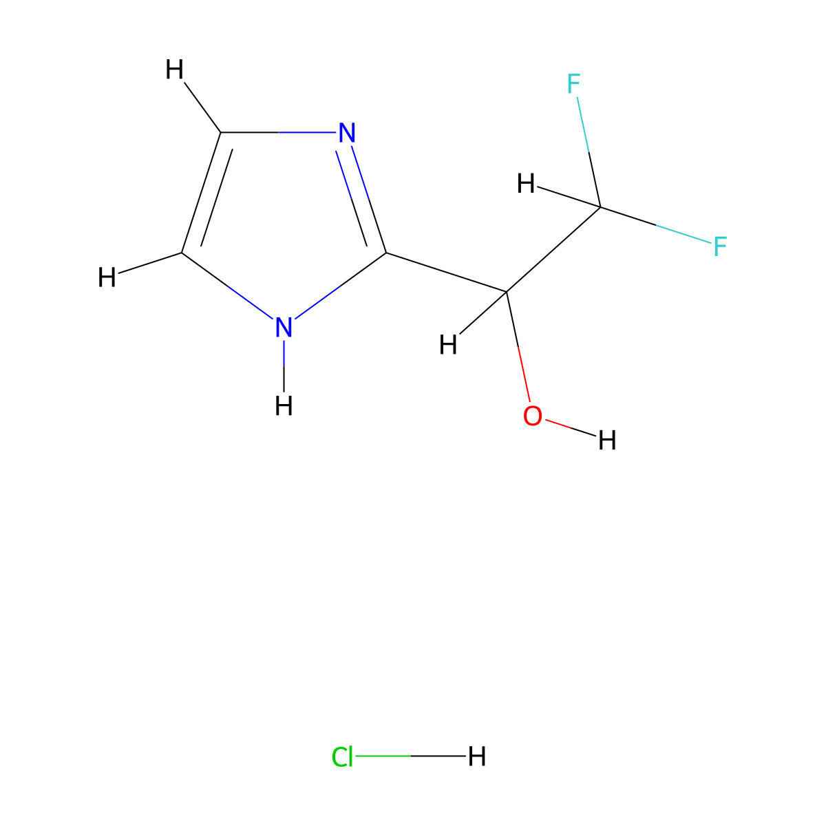 2,2-difluoro-1-(1H-imidazol-2-yl)ethan-1-ol hydrochloride molecular structure, CAS 2803856-37-1