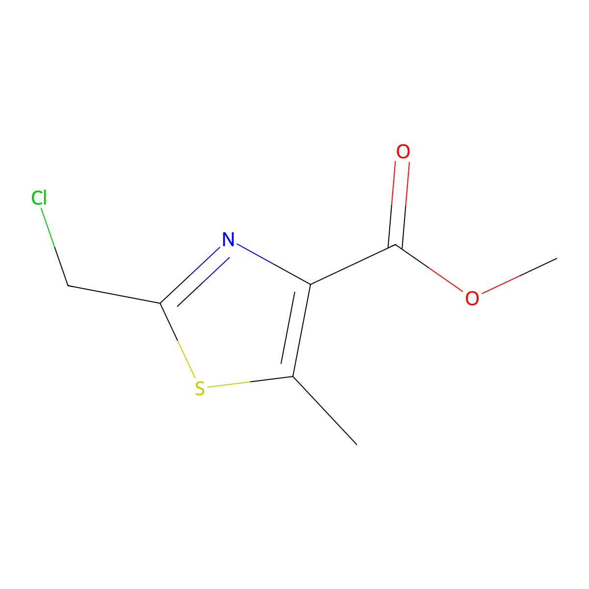 Methyl2-(chloromethyl)-5-methyl-1,3-thiazole-4-carboxylate molecular structure, CAS 2803856-48-4