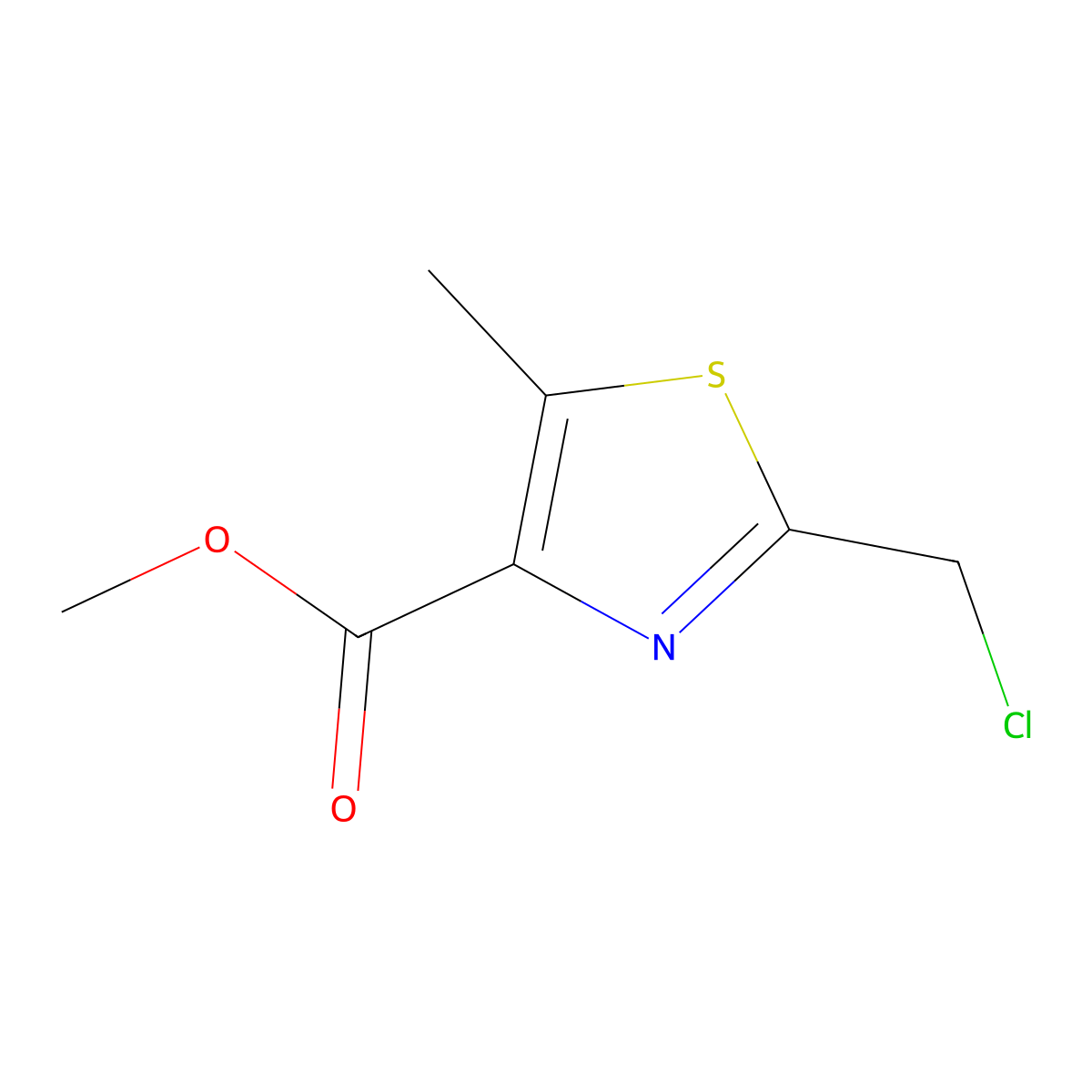 Methyl2-(chloromethyl)-5-methyl-1,3-thiazole-4-carboxylate molecular structure, CAS 2803856-48-4