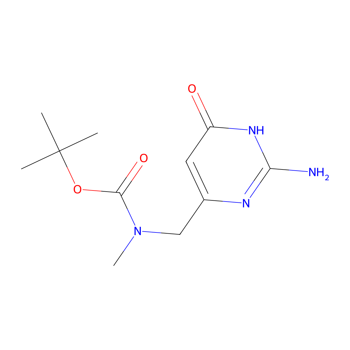 tert-butyl N-((2-amino-6-oxo-1,6-dihydropyrimidin-4-yl)methyl)-N-methylcarbamate molecular structure, CAS 2803856-51-9